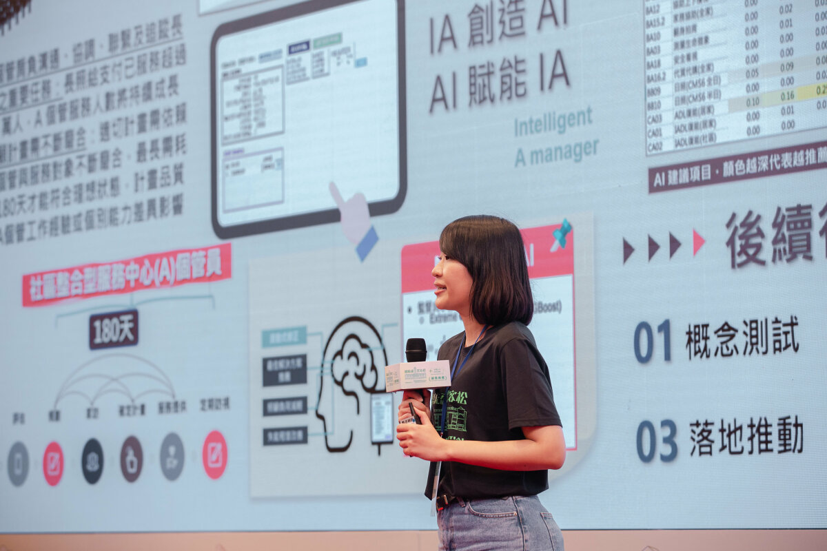 科技不只能直接輔助長者，也可以輔助照顧者減輕繁瑣、重複性高的工作，如總統盃黑客松參賽隊伍「媽祖出巡隊」、「長照好時光」都是採用這樣的理念。（圖片來源／總統府Flickr）
