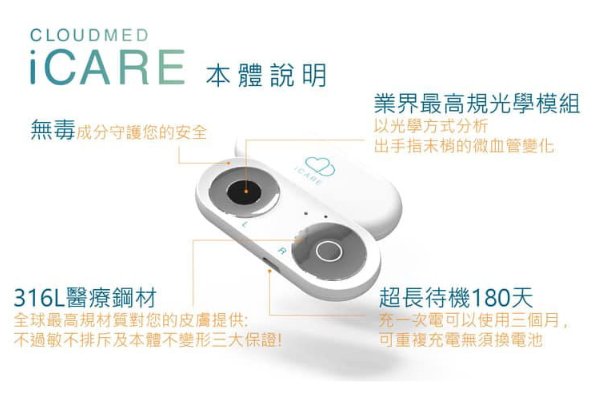 云醫ICARE健康量測儀：1分鐘測量得到8種數據